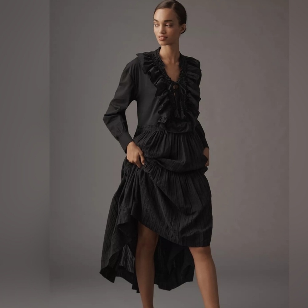NWT ANTHROPOLOGIE Pilcro Ruffled Tiered Midi Dress Size XS 2️⃣